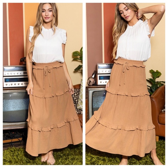 ShopEvelynne Dresses & Skirts - Gauze Solid Tiered Ruffle Skirts